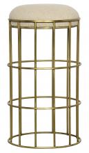 Noir GSTOOL144MB-S - Ryley Stool, Antique Brass, Tan Light Linen, 23.5"H GSTOOL144MB-S