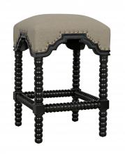 Noir GSTOOL201HBS-C - Abacus Stool, Hand-Rubbed Black, Olive Cotton Fabric, 24"H GSTOOL201HBS-C