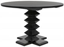 Noir GTAB472HB-48 - Zig-Zag Dining Table, Hand Rubbed Black, 48"W (GTAB472HB-48 )