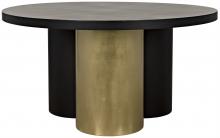 Noir GTAB555MTB - Huxley Dining Table, Matte Black and Antique Brass, 59"W (GTAB555MTB )