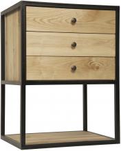 Noir GTAB677MTB - Pearce Side Table, 3-Drawer, Waxed w/ Matte Black Base, 27"H GTAB677MTB