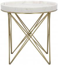 Noir GTAB811MB - Prisma Side Table, Antique Brass, 24.5"H GTAB811MB