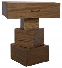 Noir GTAB854DW - Grobius Side Table, 1-Drawer, Dark Walnut, 28"H GTAB854DW