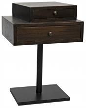 Noir GTAB941EB - Enola Side Table, 2-Drawer, Ebony Walnut W/ Black Base, 27"H GTAB941EB