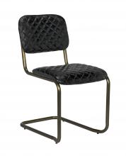 Noir LEA-C0037B - 0037 Dining Chair, Antique Brass, Black Leather, 34"H LEA-C0037B