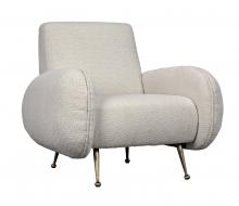 Noir LEA-C0454-1D - Hera Lounge Chair, Antique Brass, Boucle Off-White Fabric, 32.5"H LEA-C0454-1D