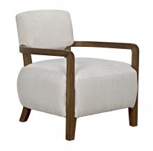 Noir LEA-C0489-01-1D - Wood Club Chair, Dark Walnut, Off-White Fabric, 28"W LEA-C0489-01-1D