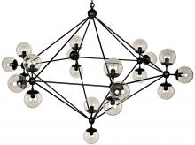 Noir LAMP478MTB-L - Pluto Chandelier, 20-Light, Matte Black, Glass, 63"W LAMP478MTB-L