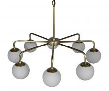 Noir LAMP540MB - Larenta Chandelier, 8-Light, Antique Brass, Frosted Glass, 28"W LAMP540MB