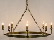 Noir LAMP562MB - Blinder Chandelier, 8-Light, Antique Brass, 33"W LAMP562MB