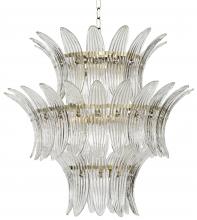 Noir LAMP594MB - King Chandelier, 4-Light, Antique Brass, Textured Glass, 29"W LAMP594MB