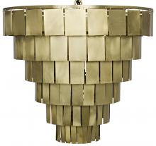 Noir LAMP610MB - Shield Chandelier, 4-Light, Antique Brass, 28"W LAMP610MB