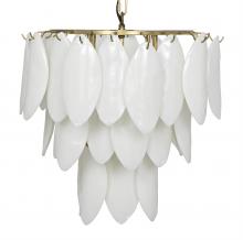 Noir LAMP650MB - Lotus Chandelier, 4-Light, Antique Brass, Milk Glass, 20"W LAMP650MB