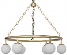 Noir LAMP658MB - Modena Chandelier, 6-Light, Antique Brass, Frosted Glass, 31"W LAMP658MB