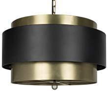 Noir LAMP742 - Demetrius Pendant, 4-Light, Matte Black, Antique Brass, 24"W LAMP742