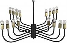 Noir LAMP764MTB - Claude Chandelier, 16-Light, Matte Black, Antique Brass, 46"W LAMP764MTB