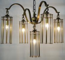 Noir LAMP502MB - Chandler Chandelier, 5-Light, Antique Brass, 30"W LAMP502MB