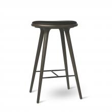 Mater 1006 - High Stool, Sirka Grey, Black Leather, 29.1"H 01006