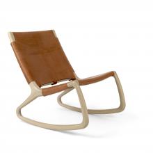 Mater 7010 - Rocker Lounge Chair, Lacquered Oak, Tanned Whiskey Leather, 30.7"H 07010