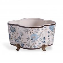 Port 68 ACBS-387-02 - Scalamandre Pondicherry Planter, Blue, Cream, Brass, 14"W ACBS-387-02