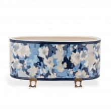 Port 68 ACBS-402-02 - Madcap Cottage Rousham Planter, Blue, White, Brass, 18"W ACBS-402-02