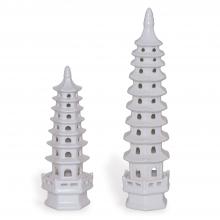 Port 68 ACFM-345-01 - Pagoda Sculpture, Set of 2, Cream, 4.5"W ACFM-345-01