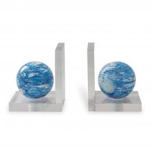 Port 68 ACFM-397-03 - Prescott Bookend, Set of 2, Blue, Clear Lucite, 7"W ACFM-397-03