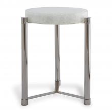 Port 68 AFDS-399-04 - Stoneridge Accent Table, White, Polished Nickel, 19"W AFDS-399-04