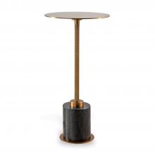 Port 68 AFDS-408-01 - Parliament Accent Table, Antique Brass, Black Marble Base, 12"W AFDS-408-01