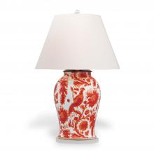 Port 68 LPAS-230-04 - Scalamandre Arcadia Table Lamp, 1-Light, Red, White, Off-White Shade, 36"H LPAS-230-04