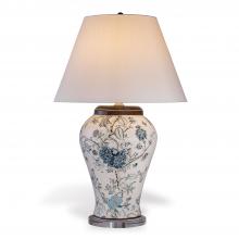 Port 68 LPAS-387-01 - Scalamandre Pondicherry Table Lamp, 1-Light, Blue, White, Off-White Shade, 36"H LPAS-387-01