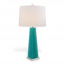 Port 68 LPAS-399-10 - Stoneridge Table Lamp, 1-Light, Turquoise, Clear Lucite Base, Off-White Shade, 32"H LPAS-399-10