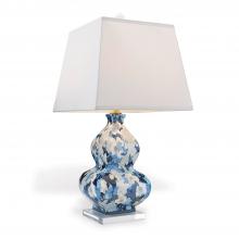 Port 68 LPAS-402-01 - Madcap Cottage Rousham Table Lamp, 1-Light, Blue, White, Lucite Base, Off-White Shade