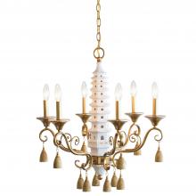 Port 68 LPCS-361-01 - Madcap Cottage Oh Pagoda Chandelier, 6-Light, Cream, Aged Brass, 23"W LPCS-361-01