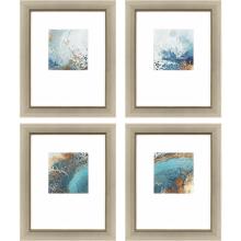 Paragon 13018 - Galene Framed Art, Set of 4, Blue, Silver Frame Color, 17"W 13018