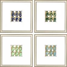 Paragon 13145 - Petite Geoforma Framed Art, Set of 4, Gold Leaf, Green, Silver Frame Color, 15"W 13145