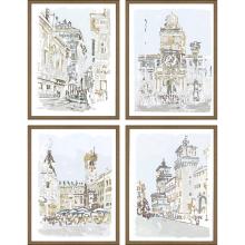 Paragon 13510 - Street Scenes Framed Art, Set of 4, Gold, Silver, Gold Frame Color, 19"W 13510