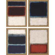 Paragon 13681 - Color Blocks Framed Art, Set of 4, Red, Blue, White, Gold Frame Color, 20"W 13681