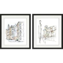 Paragon 13740 - Travel Sketchbook I Framed Art, Set of 2, Gray, Black Frame Color, 26"W 13740