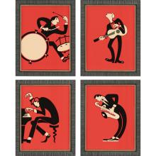 Paragon 13838 - Music I Framed Art, Set of 4, Red, Black Frame Color, 15"W 13838