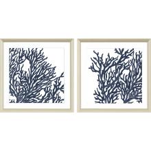 Paragon 13901 - Blue Coral I Framed Art, Set of 2, Blue, Silver Frame Color, 32"W 13901