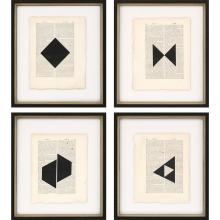 Paragon 14228 - Geometrics I Framed Art, Set of 4, Black, Black Frame Color, 15"W 14228