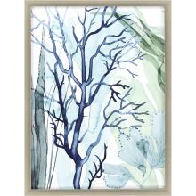 Paragon 14440 - Sea Leaves I Framed Art, Blue, Silver Frame Color, 33"W 14440