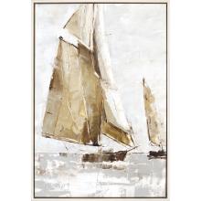 Paragon 14448 - Golden Sails I Canvas, Brown, White Frame Color, 34"W 14448