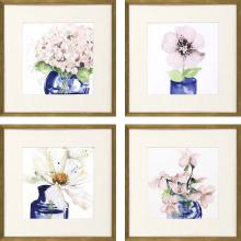 Paragon 15021 - Fresh Flowers Framed Art, Set of 4, Pink, Gold Frame Color, 19"W 15021