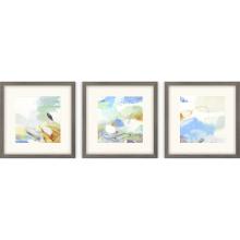 Paragon 15064 - Color Play I Framed Art, Set of 3, Blue, Green, Gray, Silver Frame Color, 20"W 15064