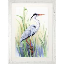 Paragon 15076 - Heron I Framed Art, Blue, White Frame Color, 36"W 15076