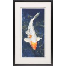 Paragon 15154 - White Koi Framed Art, Blue, Black Frame Color, 31"W 15154