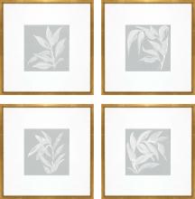 Paragon 15295 - Leaf Study Framed Art, Set of 4, Blue, Gold Frame Color, 20"W 15295