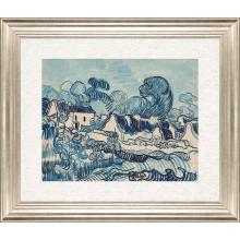 Paragon 15361 - Landscape with Houses Framed Art, Blue, Silver Frame Color, 43"W 15361